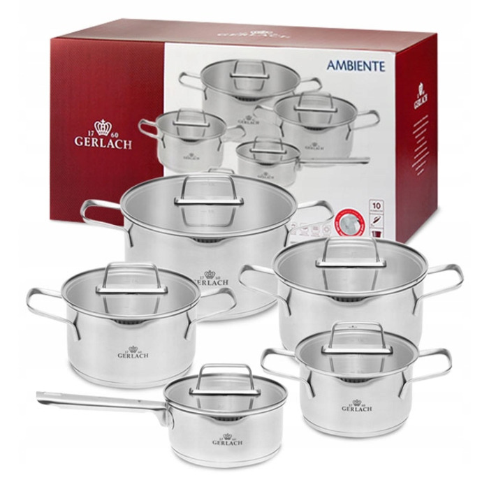 Набір каструль Gerlach Ambiente з нержавіючої сталі, 10 предметів