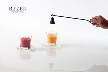 RTZEN - Décor Candle Snuffer with Long Handle, Black Wrought Iron Candle Snuffer, Easily Extinguish Any Candle in Dining Room, Kitchen, Bathroom or Spa, Handmade Authentic Unique Gift