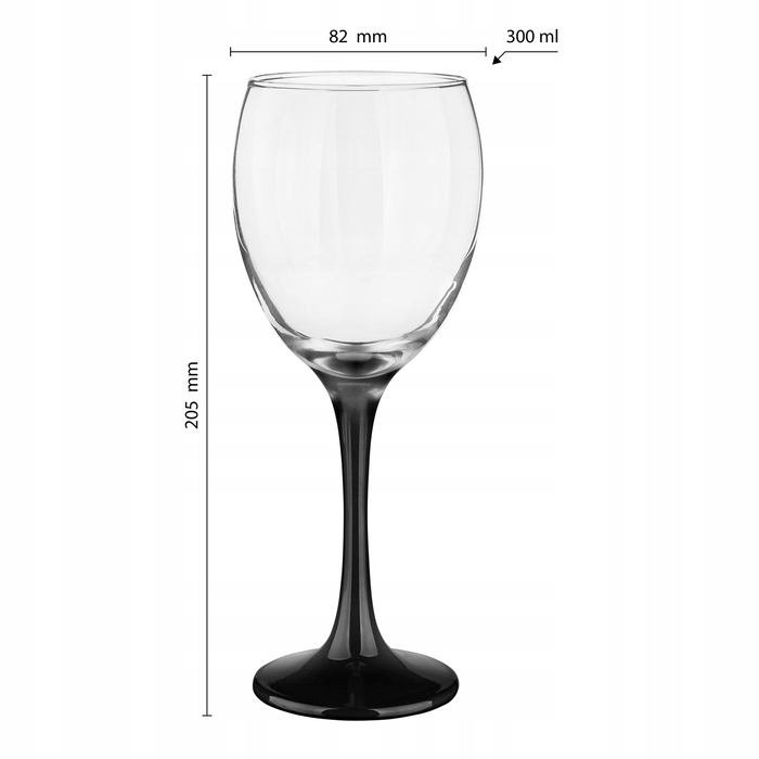 Келихи для вина Glasmark, чорні, 300 мл, 6 шт.