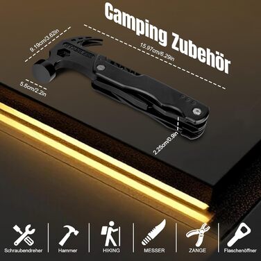 Мультитул 16 в 1 для чоловіків: подарунок на День батька, на ювілей, для кемпінгу (чорний)