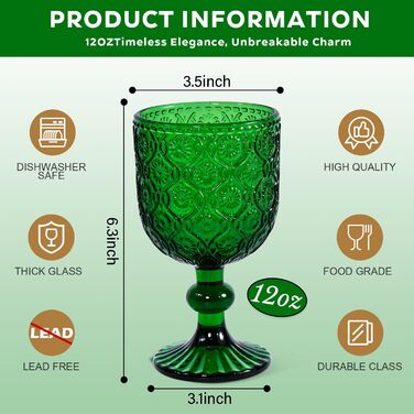 Набір келихів для вина, вінтажний стиль, 350мл, 6 шт, кришталеве скло з тисненням, придатні для миття в посудомийній машині, рожевий