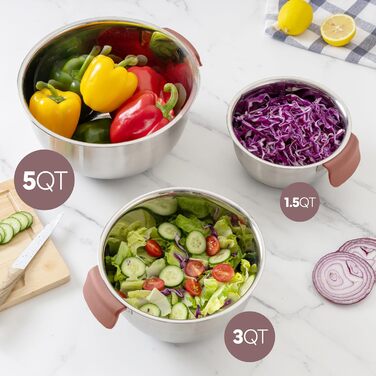 Набір місок для змішування Cook With Color з нержавіючої сталі та мірних склянок, 11 шт. (Рожевий)