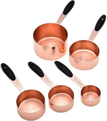 CANDeal 5-Piece Measuring Spoon Set Stainless Steel Measuring Cups with Non-Slip Silicone Handle 250ml/125ml/80ml/60ml/30ml Best for Kitchen Cooking Baking