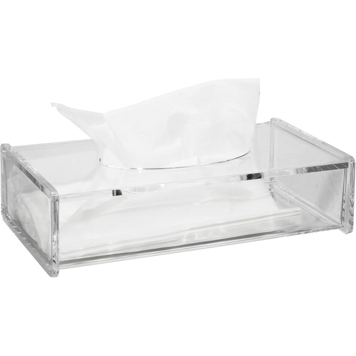 Fantasia 1222 Cosmetic Tissue Box, Acrylic, Empty, Flip-Top Lid, Dimensions: 26 x 13.5 x 5.5 cm