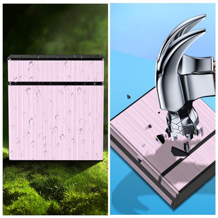 Металеве тютюнотримач на 40 сигарет, великий, з магнітною кришкою, рожеве золото, для чоловіків та жінок