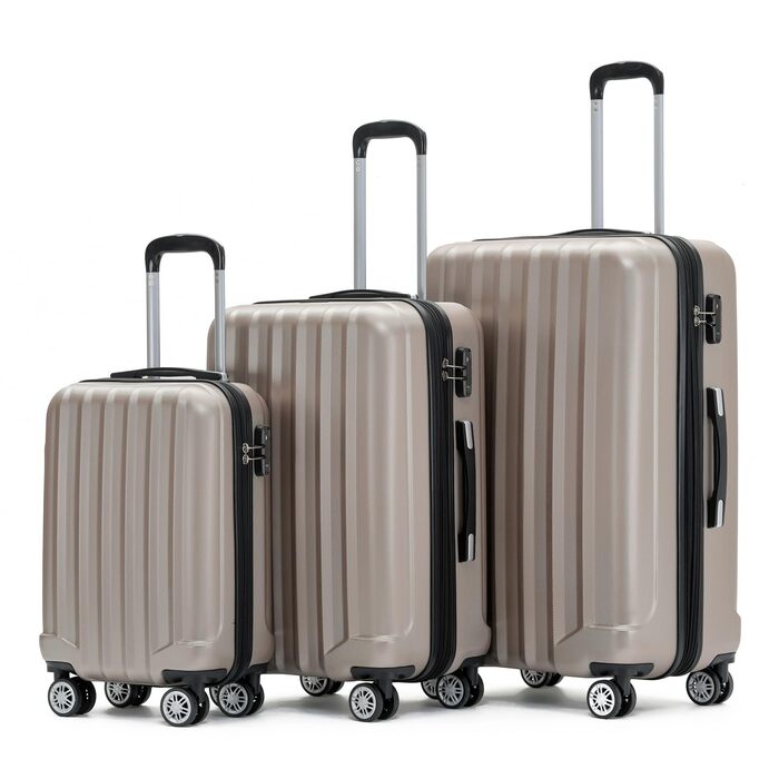 Валіза Beibye TSA 2080 з подвійними колесами, набір, хардлайнер (шампань)