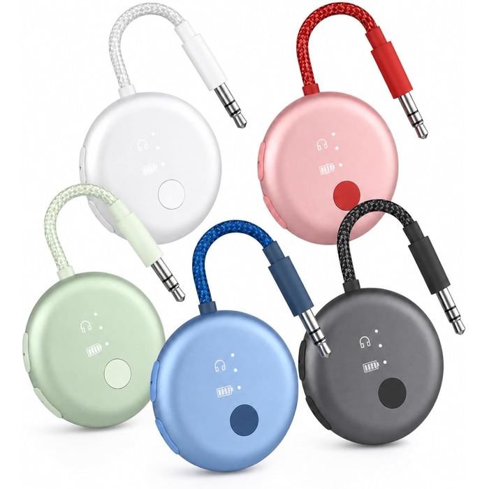 Bluetooth-адаптер для літака Avantree SoundJet R1 для AirPods та бездротових навушників, 25 годин роботи (набір з 7 шт, 5 кольорів)