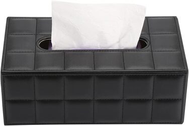 KINGFOM™ Rectangular Leather Cosmetic Tissue Box for Home/Office/Car (Black)