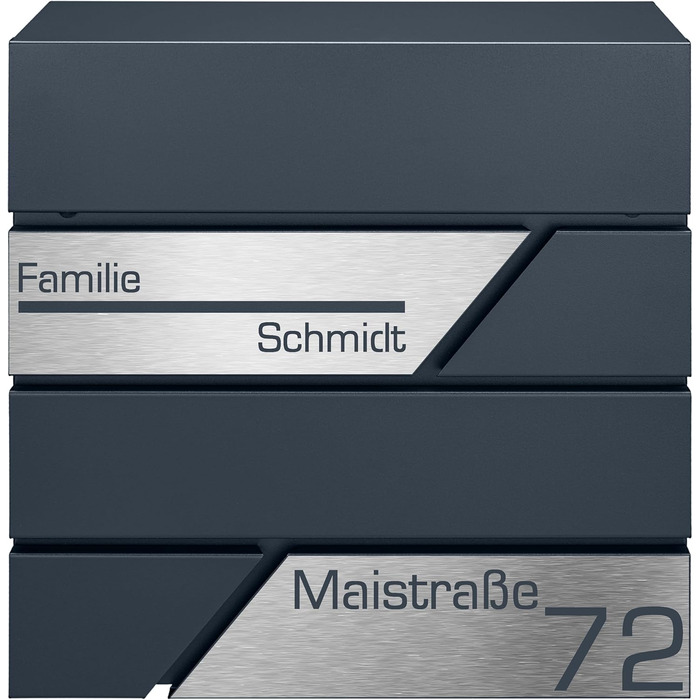 Поштовий ящик з газетницею антрацит, нержавіюча сталь, настінний, з замком та газетницею - лазерне гравіювання