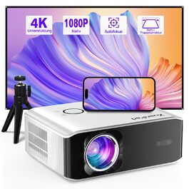 Проектор Smart Beamer 4K з автофокусом TOF 28000L, WiFi6, Bluetooth, обертання 210°, для кінотеатру вдома та на вулиці, сумісний з Netflix, PC, мобільним телефоном