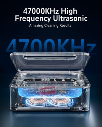Ультразвуковий очисник Phniti 47 кГц: для окулярів, прикрас, зубних протезів | 3 режими, 330 мл