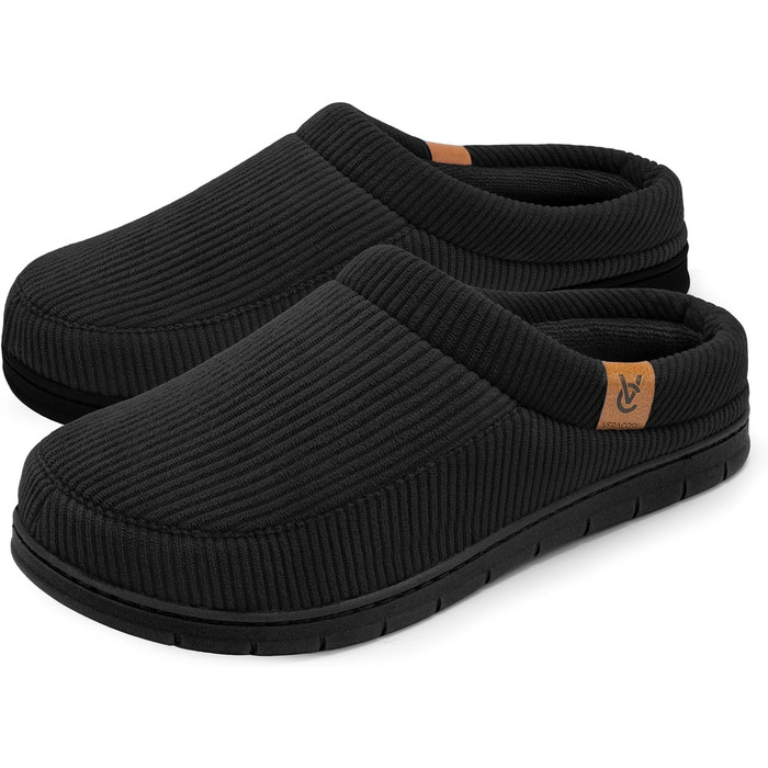 Чоловічі мокасини VeraCosy для дому з піною Memory Foam, зимові тапочки (40/41 EU, матовий чорний)