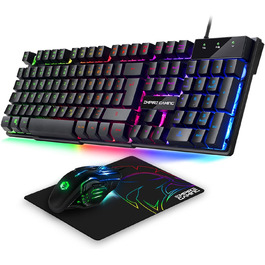Бездротовий ігровий набір клавіатури та миші EMPIRE GAMING Armor RF800 - RGB підсвітка, 4800 DPI, QWERTZ (DE) - сумісний з PC, PS4, PS5, Xbox, Mac (білий)