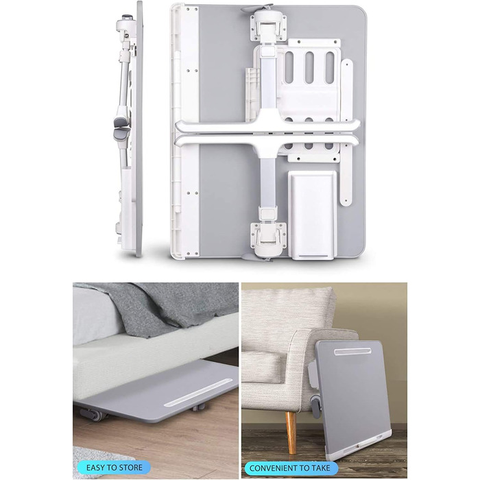 Столик для ноутбука SAIJI 60x45 см, регульована висота, з підставкою для книг, ящиком та кріпленням для планшета. Ідеально для роботи, читання та сніданку.