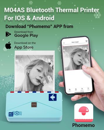 Phomemo Mini M04AS: Портативний Термопринтер Bluetooth для iOS/Android, 15/53/80/110 мм, 300DPI, для документів, фото, етикеток