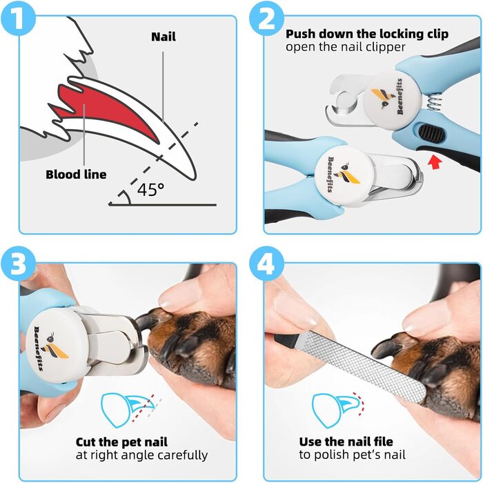 Кусачки для собак великих та середніх порід - професійні кусачки для догляду за нігтями з нержавіючою сталлю, ергономічна ручка TPE, захист від розлітання уламків
