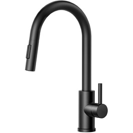 Кран кухонний FORIOUS чорний з висувною лійкою, поворотний на 360°, матовий, для кухні