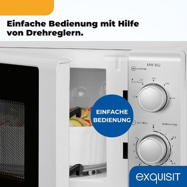 Мікрохвильова піч Exquisit MW 802 срібна 20L, 700W, 5 рівнів потужності, таймер, функція розморожування