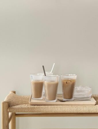 Stelton Pilastro Drinking Glasses - Ribbed Water Glasses Set - Dishwasher Safe, Stackable, for Hot & Cold Drinks - 350ml - Set of 4