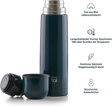 Термос Blumtal® 500 мл з нержавіючої сталі, без BPA, з чашкою. Червоний/Ягода. Зберігає тепло та холод.