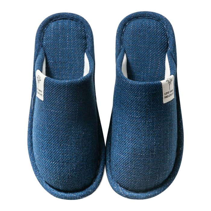 Зимові домашні тапочки з льону, дихаючі, для гостей, чоловічі та жіночі, з антиковзким покриттям, для дому, готелю, розмір 40/41 EU, блакитні