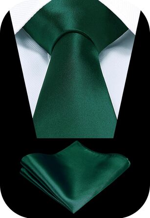 Набір краваток Tie G U Style (5 шт.) для чоловіків: однотонні краватки, сатинова метелик, нагрудна хустинка, реверс, кравецькі затискачі. Колір: A-Hunter Green