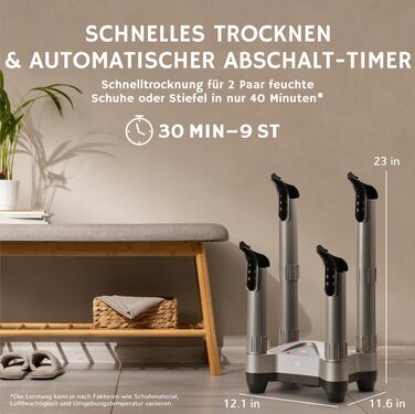 Електричний сушильник для взуття AIRTHEREAL SD20 з озоновою дезінфекцією, таймером та швидкою сушінням - для робочих, гірськолижних черевиків, кросівок та рукавичок