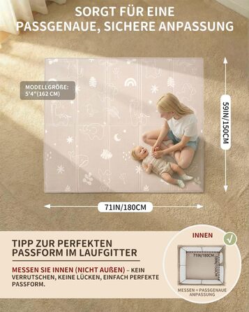 Дитячий килимок для ігор Krabbelmatte 150x180 см, складаний, водонепроникний, антиковзкий, з сумкою для перенесення - Ліс