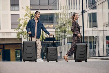 WENGER Prymo Medium Hard Shell Suitcase with 4 Wheels, Trolley, Medium Size, 59 (67) L, Security Lock, Women's/Men's, Travel/Vacation, Black, 612537