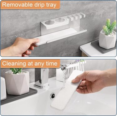 Тримач для електричної зубної щітки, нержавіюча сталь, кріплення на стіну без свердління, універсальний для насадок (сріблястий)