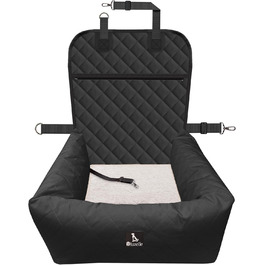 Bluzelle 2-in-1 Dog Car Seat & Bed - Oxford Fabric, Washable, Non-Slip - for Small & Medium Dogs - Black