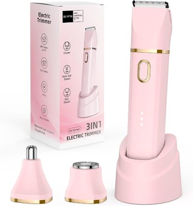Електричний тример для тіла та обличчя 3-в-1 для жінок, рожевий