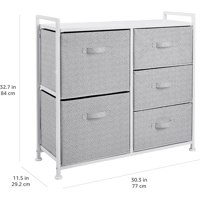 Amazon Basics - Closet Storage Organizer with 5 Fabric Drawers, White