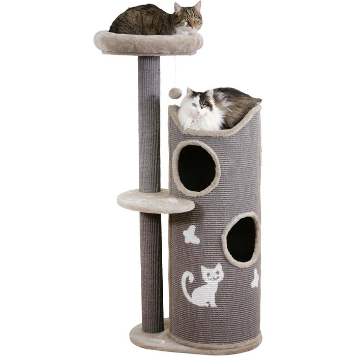 Кігтеточка для котів Kerbl Tiana, сіра, 73,5x45x130 см, для кількох котів, з покриттям з сизалю, знімні подушки