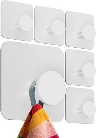 Набір гачків для рушників 4smile, 6 шт. - без свердління, з нержавіючої сталі, водонепроникні, для ванної кімнати