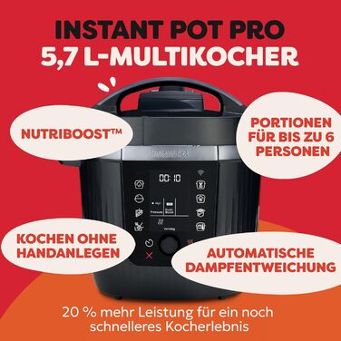 Мультиварка Instant Pot Plus 9-в-1 з нержавіючої сталі, 5.7 л – мультикочер, пароварка, рисоварка, йогуртниця, функція Vacuum, Sterilizer, Wi-Fi