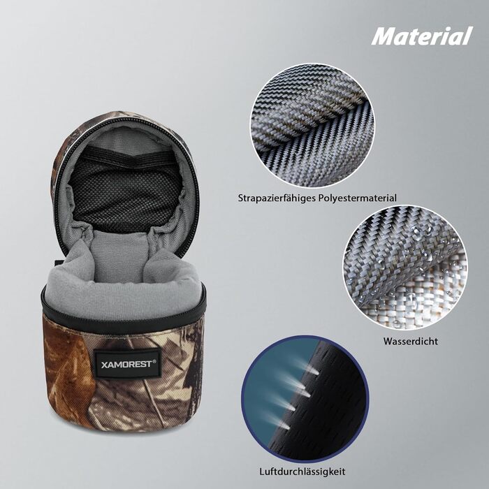 Чохол для об'єктива камери, нейлон, листяний зелений (XL 10.5x18.5 см, S 8x8 см)