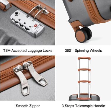 Чемодан British Traveller середнього розміру, 64 x 43 x 26.5 см, з TSA-замком, ABS+PC, сірий (24'+28')