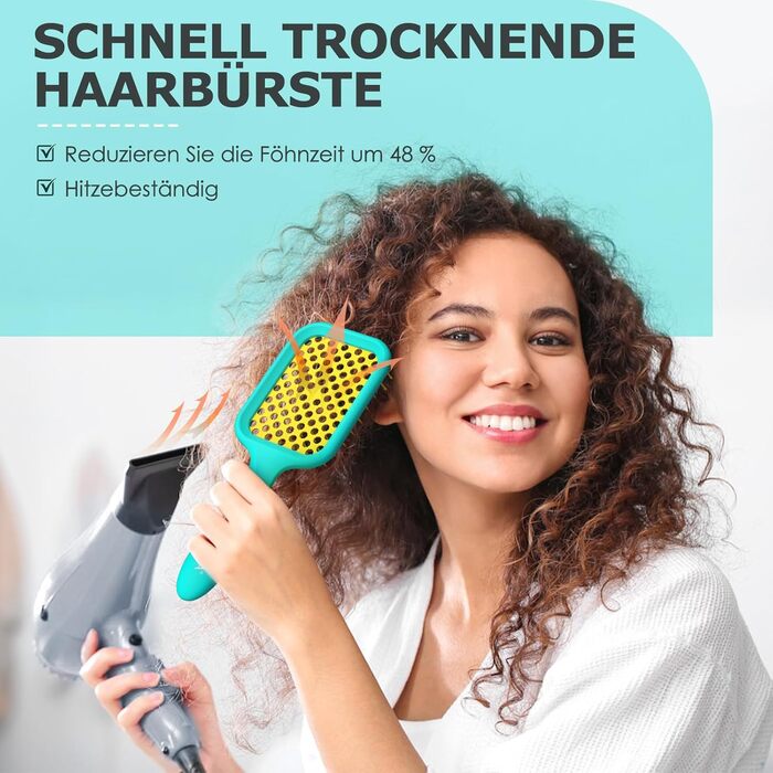 Щітка для волосся SHINLEA без заплутування для мокрого та сухого волосся, швидко сушиться, з вентиляцією, розплутує волосся для жінок, чоловіків, дітей, зменшує випадіння волосся, видаляє ковтуни (Блакитна)