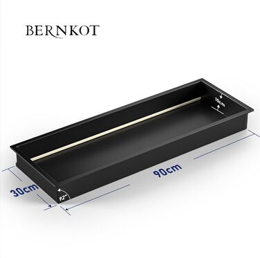 Настінна душова ніша Bernkot з нержавіючої сталі з LED підсвіткою, 90x30 см, водонепроникна, без плитки, для ванної кімнати, матова чорна