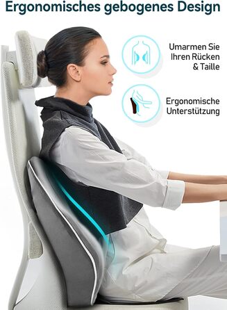 Подушка для спини Travel Ease з Memory Foam для офісного крісла, сірого кольору