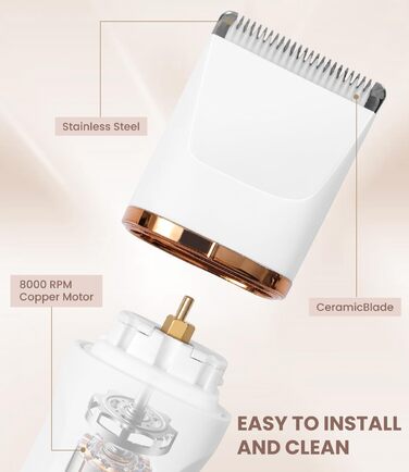 Електричний жіночий бритва 5-в-1 для тіла, бікіні та носа, водонепроникний (IPX7), для сухого та вологого гоління, з тримером, USB-зарядка