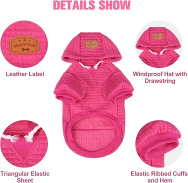 BEAUTYZOO Dog Hooded Sweatshirt for Small, Medium, and Large Dogs, Winter, Autumn, Warm Dog Clothes for Puppies, S, M, Dogs, Girls, Boys, Dog Sweater, Shirt, Hoodies with Pocket