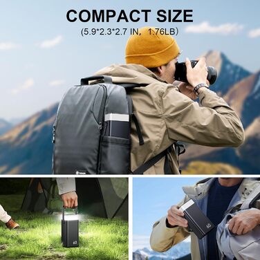 Powerbank 60000mAh 22,5W PD з USB-C, чорний: зовнішній акумулятор з 5 виходами та 2 входами, сумісний з iPhone, iPad, Samsung