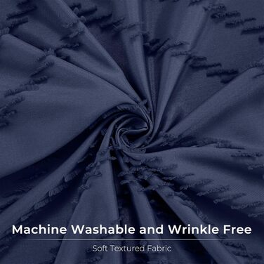 Двері для душу, довгі, сучасний сільський стиль, Богемний шик, туфтована, Chevron, текстурована, смугаста, мінімалістична, тканинна, мила, (Темно-синій, H198.1 x B182.9 см (1 шт))