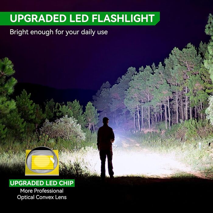 LED ліхтарик Gearlite: 2 шт., 2000 люмен, 5 режимів, водонепроникний IP65, для кемпінгу, туризму, дітей, невідкладних ситуацій (зелений)