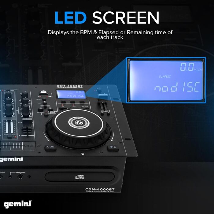 DJ-плеєр Gemini CDM4000BT з Bluetooth та USB: подвійний CD-плеєр для диджеїв