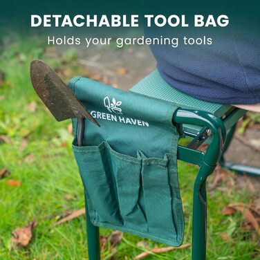 Green Haven Robuster Garden Knee Pad with Handles and Tool Pouch, Versatile, Foldable, EVA Foam, Padded Knee Stool, Lightweight Knee Pad for Gardening, Portable