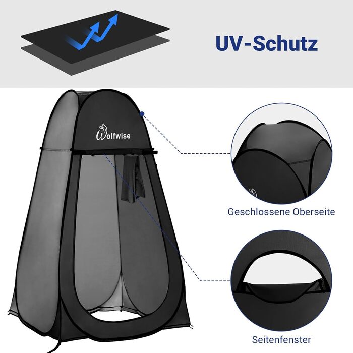 Portable Pop-Up Shower Toilet Privacy Tent - Outdoor Camping Toilet Shelter with Privacy Screen (Black, XL)