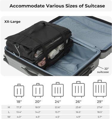 Органайзер для одягу Granny Says з 3 відділеннями, чорний. Підвісний кофр-органайзер для подорожей, компактний, для шафи, у дорогу